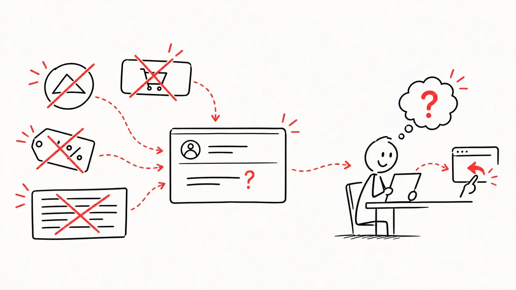 Drawing of person drafting an email on a computer